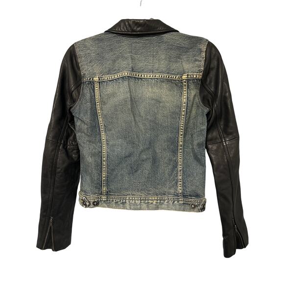 Madewell x Veda Women's Leather and Denim Biker Jacket Size XSmall - Picture 3 of 9